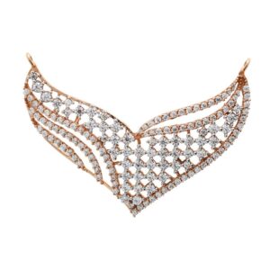 Latticed patterned rose gold mangalsutra pendant