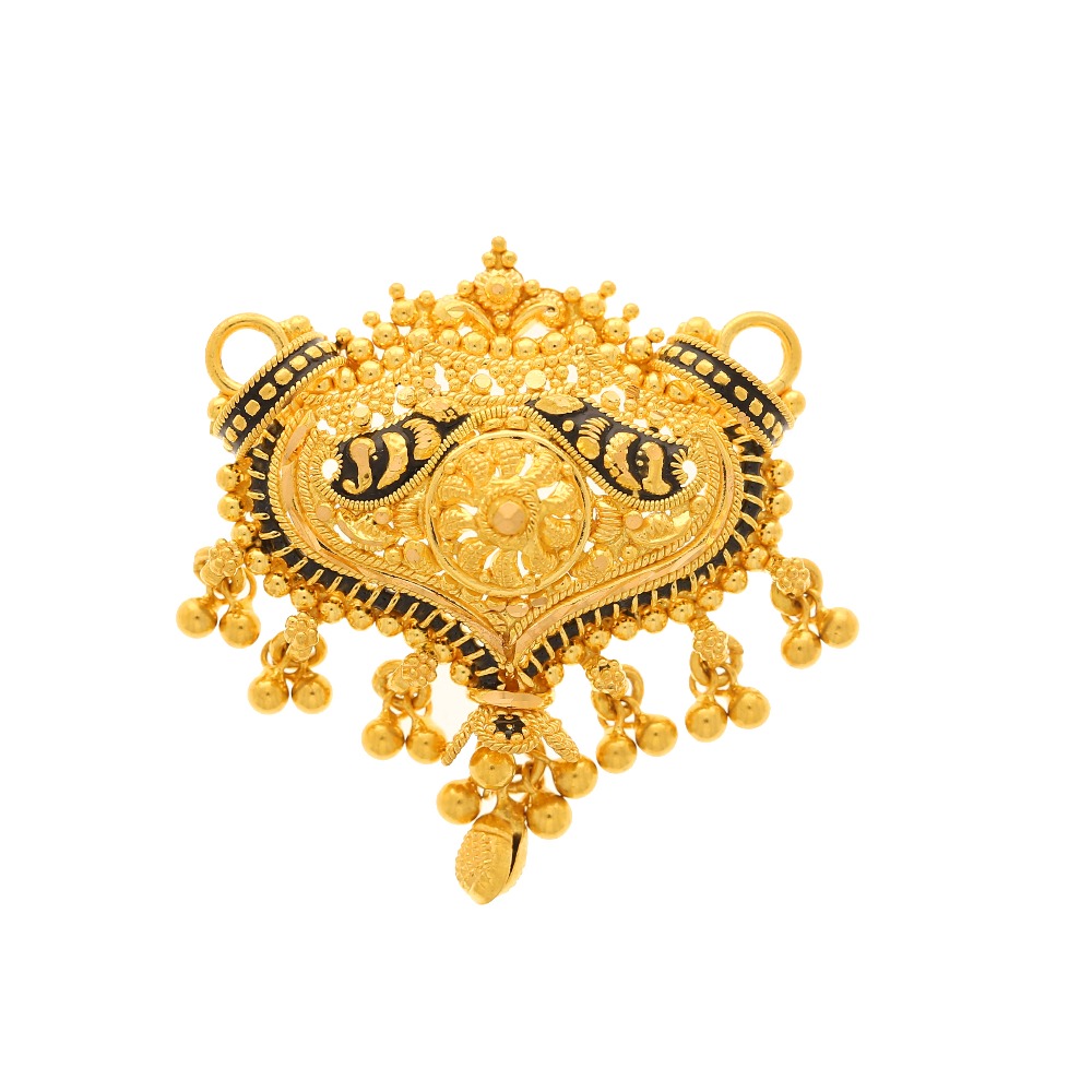 The 22k filigree design gold mangalsutra pendant