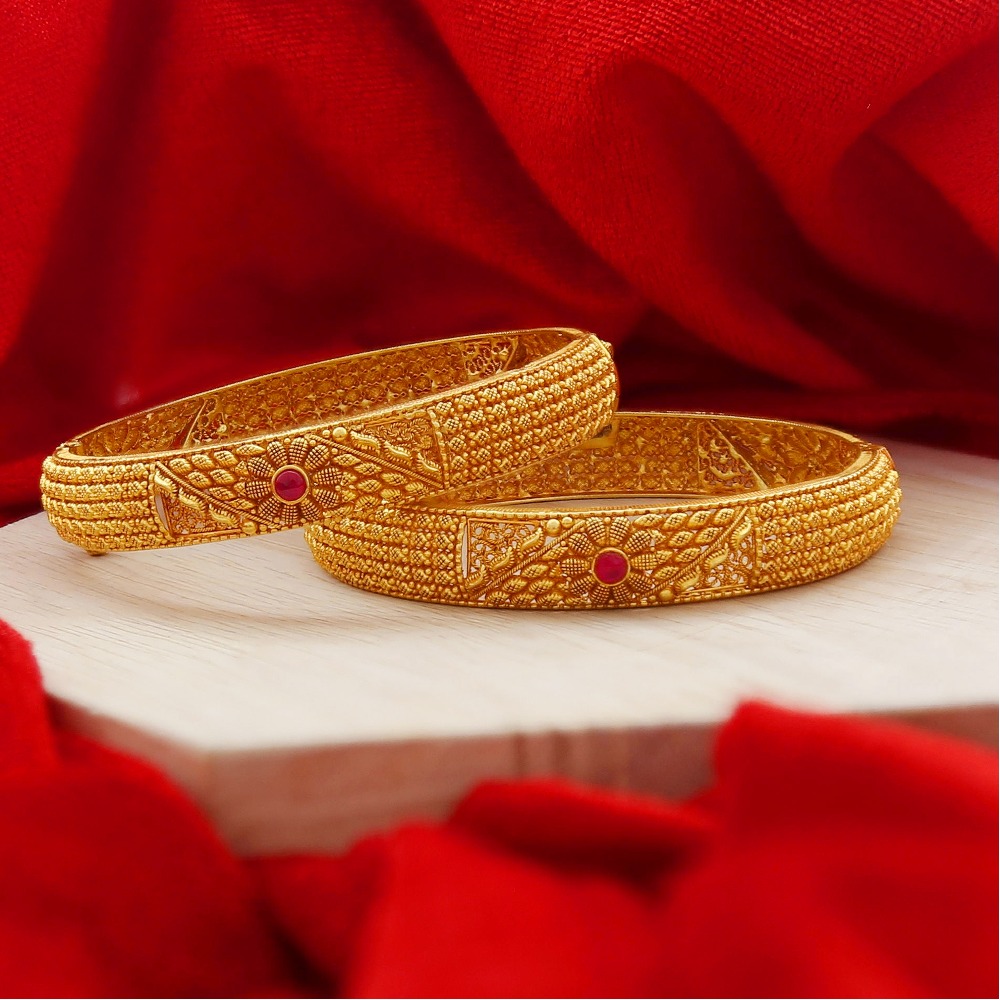 Majestic temple gold bangles for women