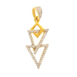 Triangle shaped stone studded gold pendant