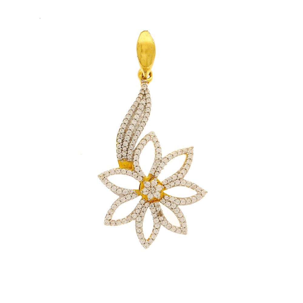 Dazzling flower pattern white stone pendant