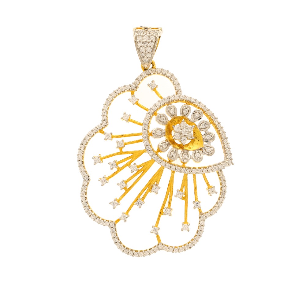 Almond shape fancy white stone pendant