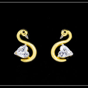 18K Yellow Gold Heart Duck Hallmarked Earrings