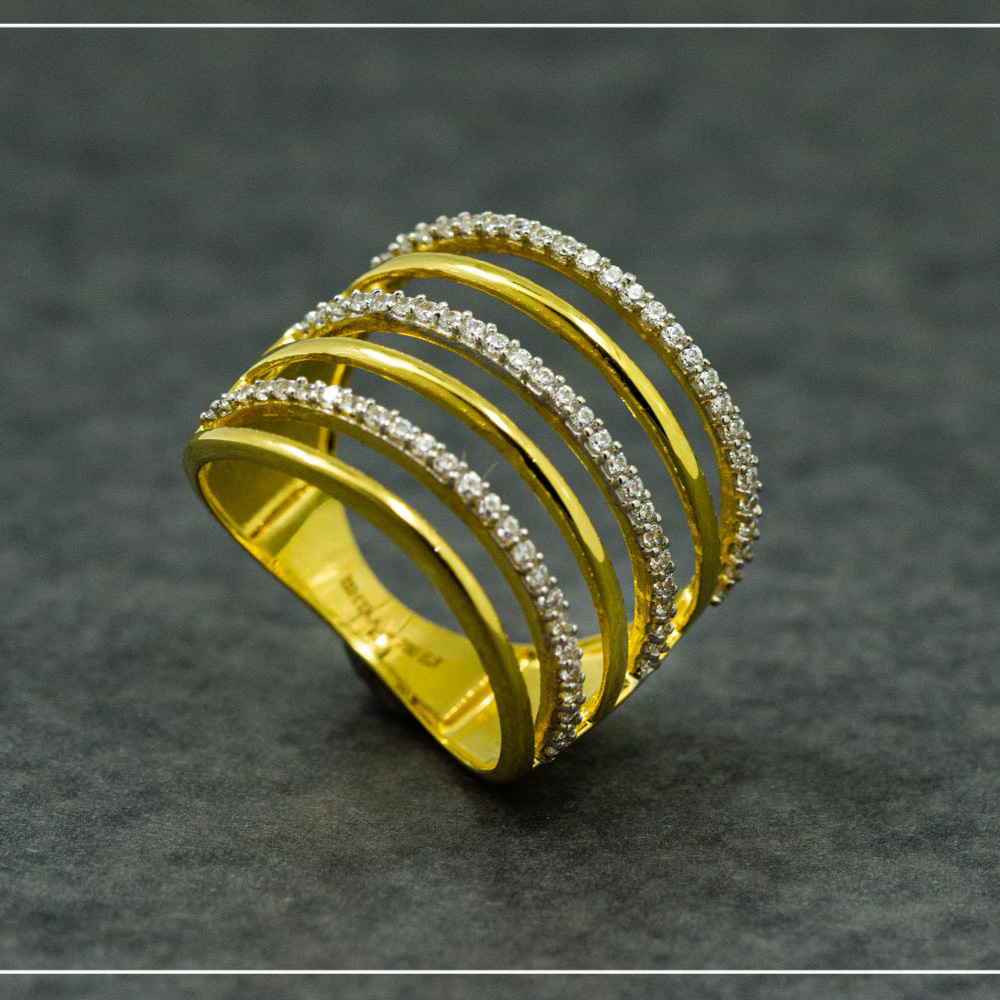 18K Yellow Gold Party Hallmarked Ladies Ring