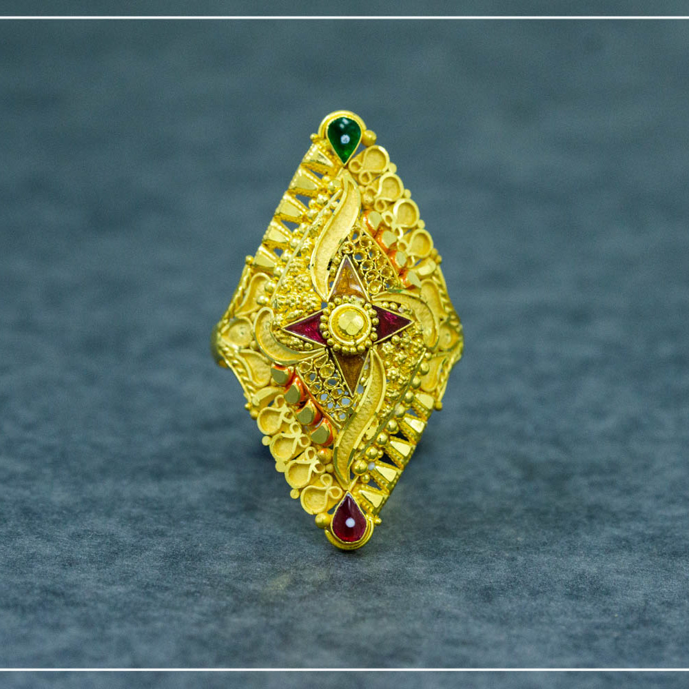 22K Yellow Gold Traditional Long Hallmarked Ladies Ring