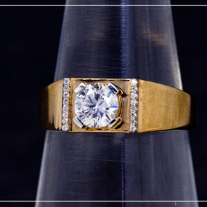 22K Yellow Gold Solitaire CZ Hallmarked Gents Ring