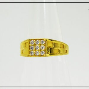 22K Yellow Gold CZ Hallmarked Gents Ring