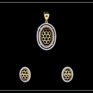 18K Yellow Gold CZ Oval Hallmarked Pendant Set