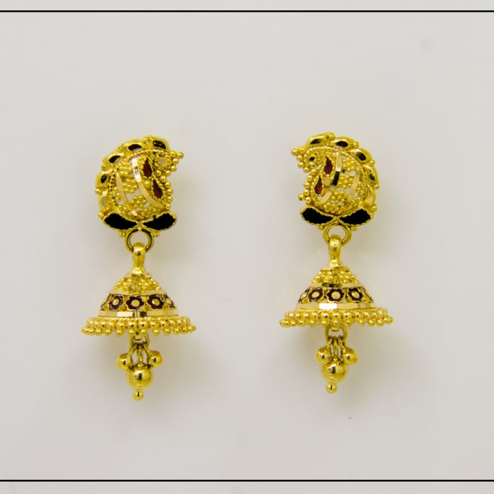 22K Yellow Gold Traditional Jhumki Earrings