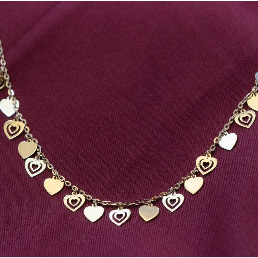 18K Heart Charms Sequence Hallmarked Chain