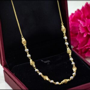 22K Fancy 2Tone Beeds Hallmarked Chain