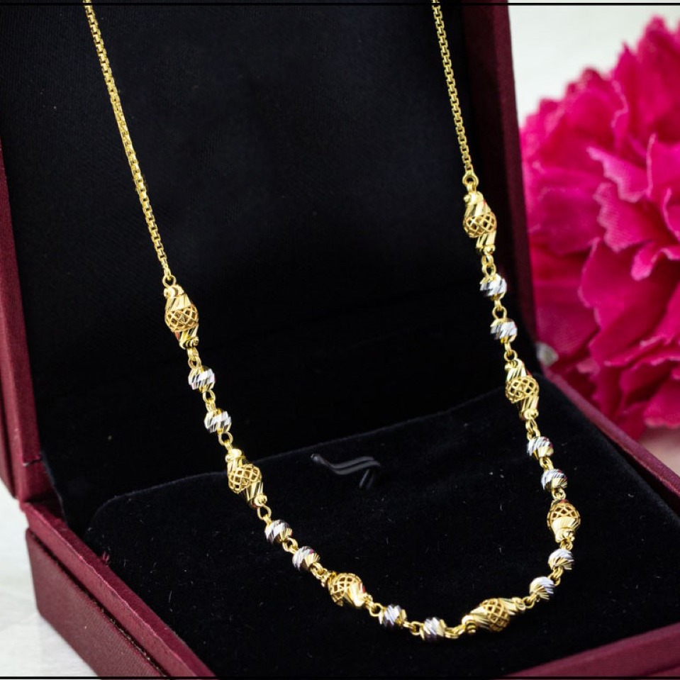 22K Fancy 2Tone Beeds Hallmarked Chain
