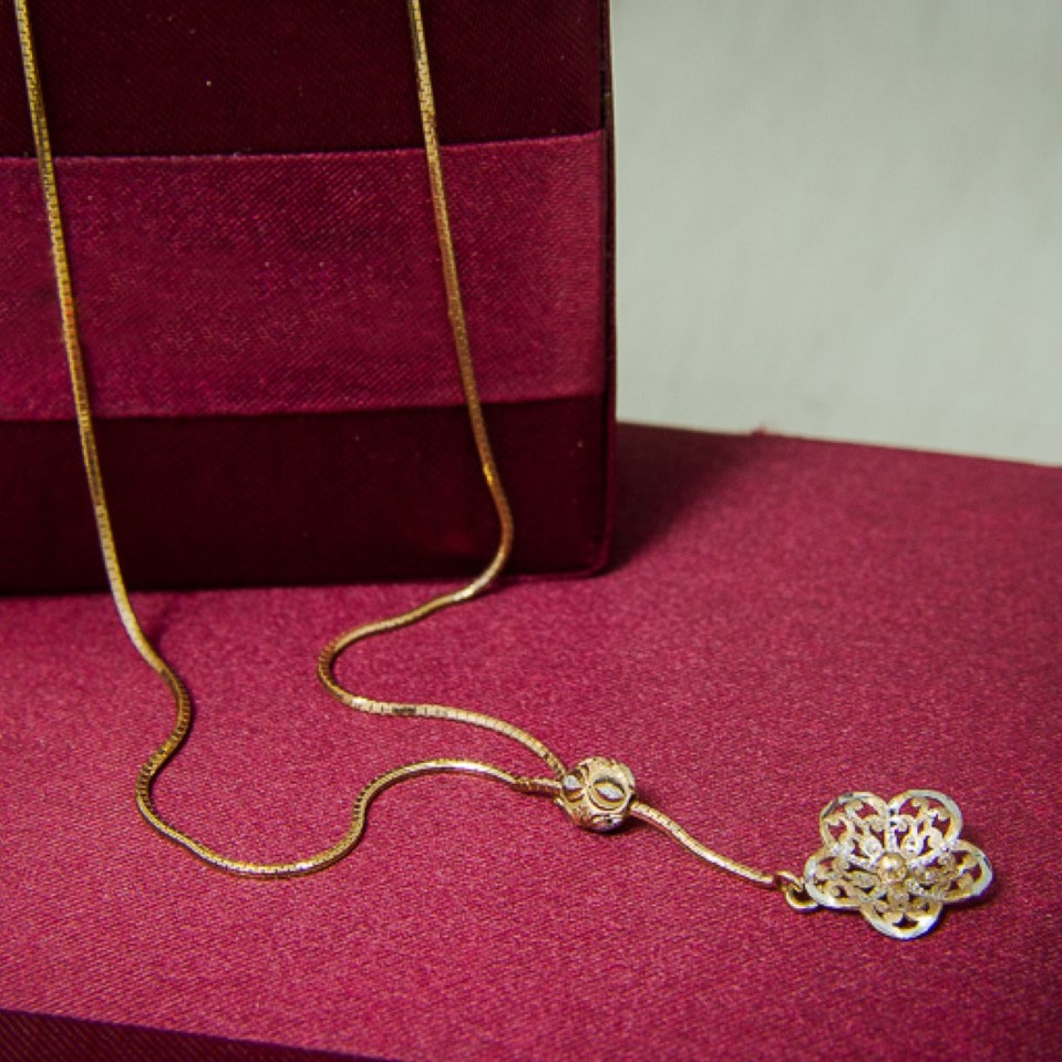 18K Rosegold Italian Hallmarked Chain with Adjustible Pendant