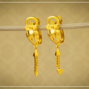 22K Yellow Gold Floral Hallmarked Lock Baali with Hangings