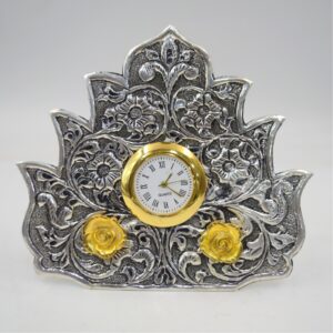 Antique Silver Flower Design Clock