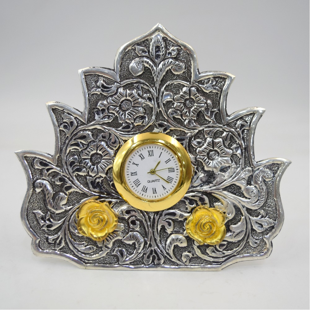 Antique Silver Flower Design Clock