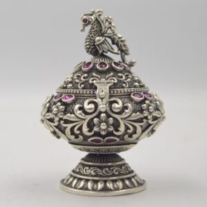 Designer Peacock Design silver Antique Kankavai