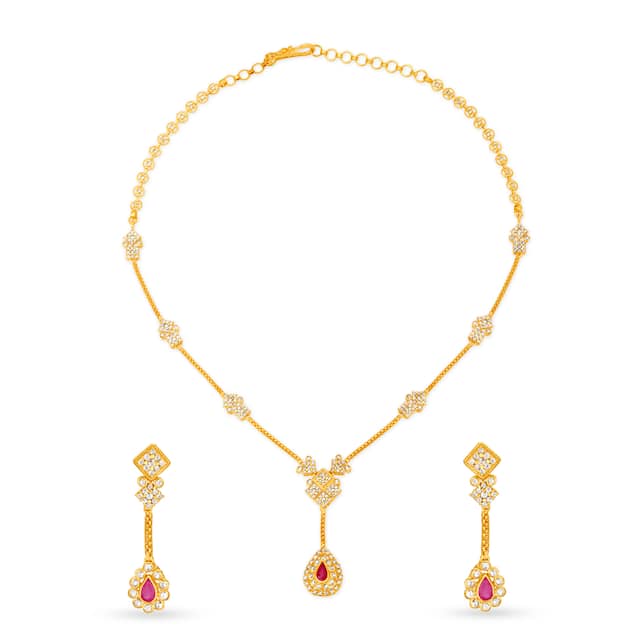 22k Gold Anniversary Design Necklace Set