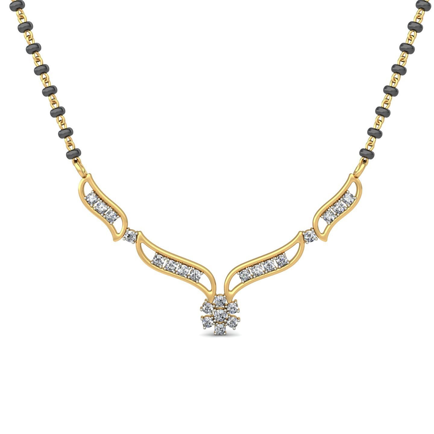 18K Gold Floral Design Mangalsutra BMS003