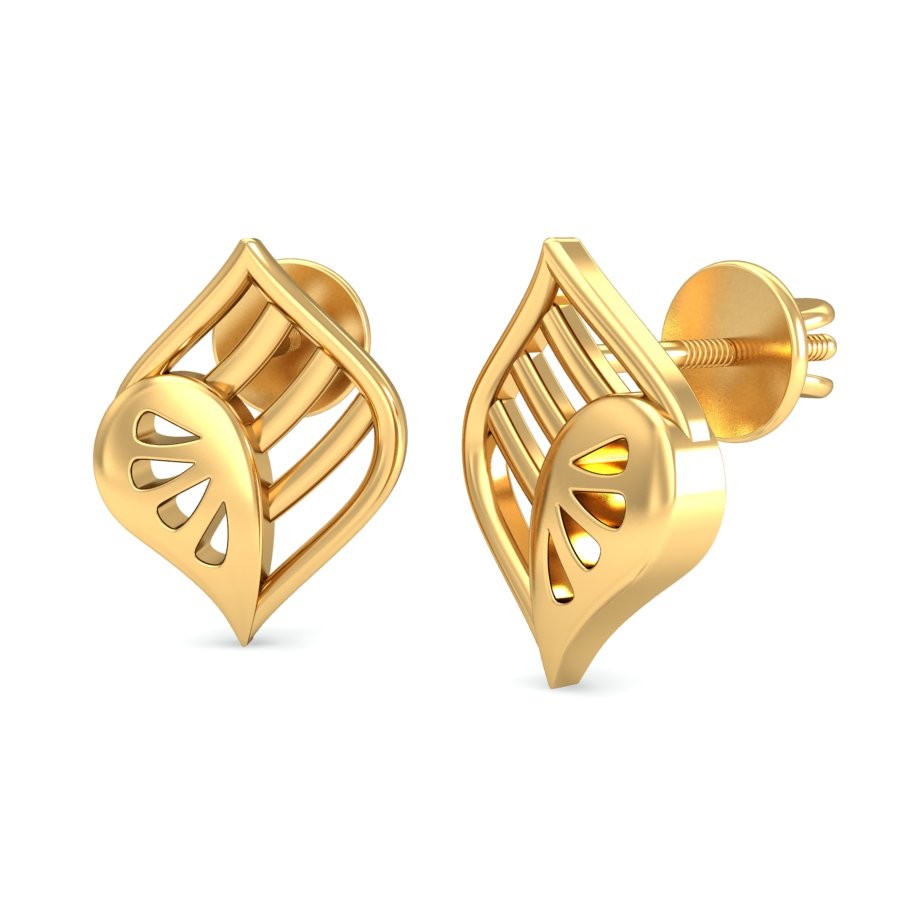 916 Gold Classic Earrings BERP005 - Image 4
