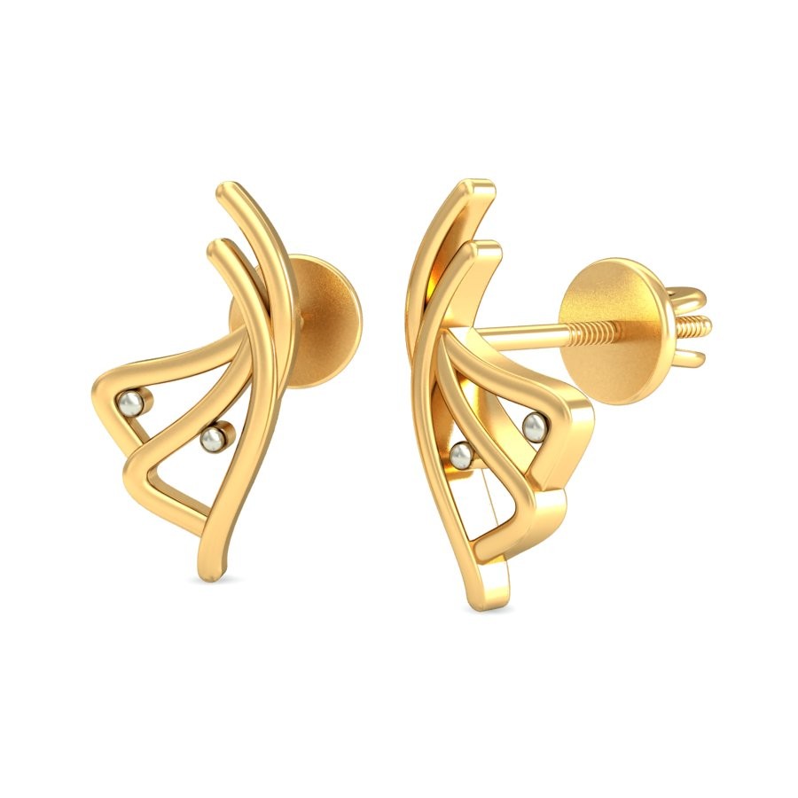 916 Gold Modern Earrings BERP004 - Image 4