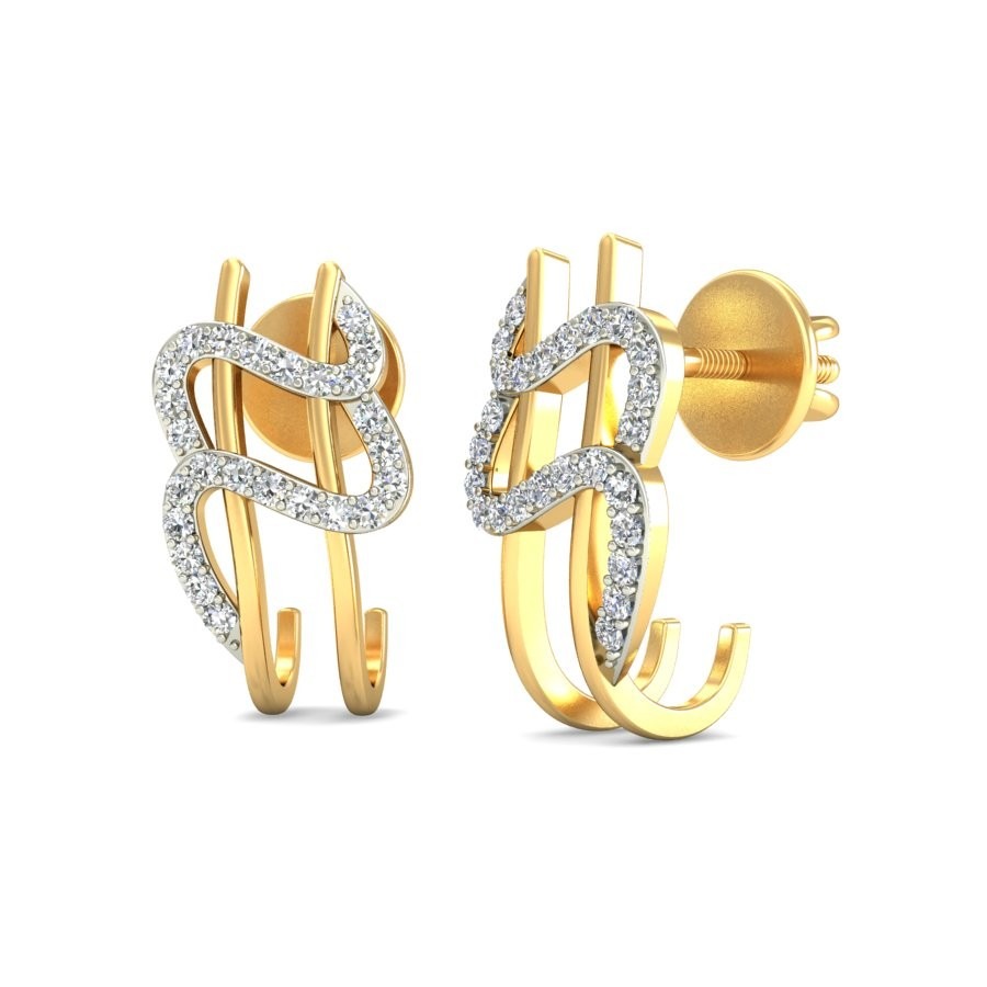 Gold floral earring ber 075