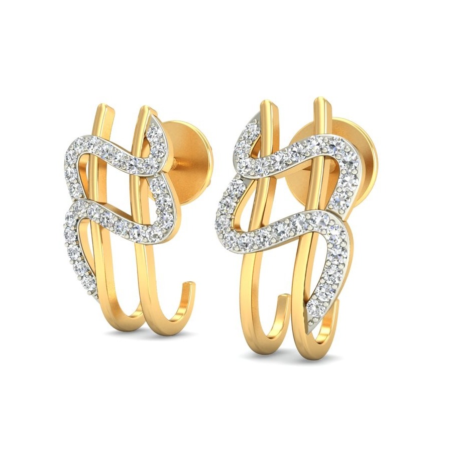 Gold floral earring ber 075