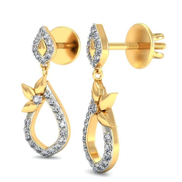 Gold floral earring ber 053