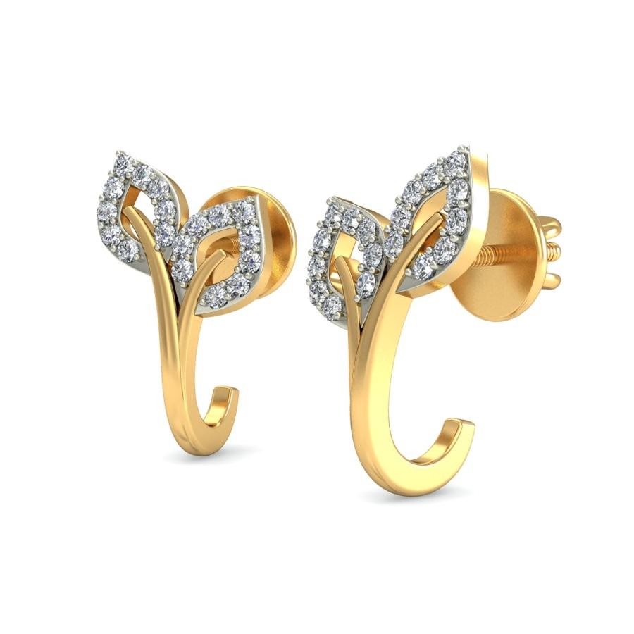 Gold attractive floral earring ber 046