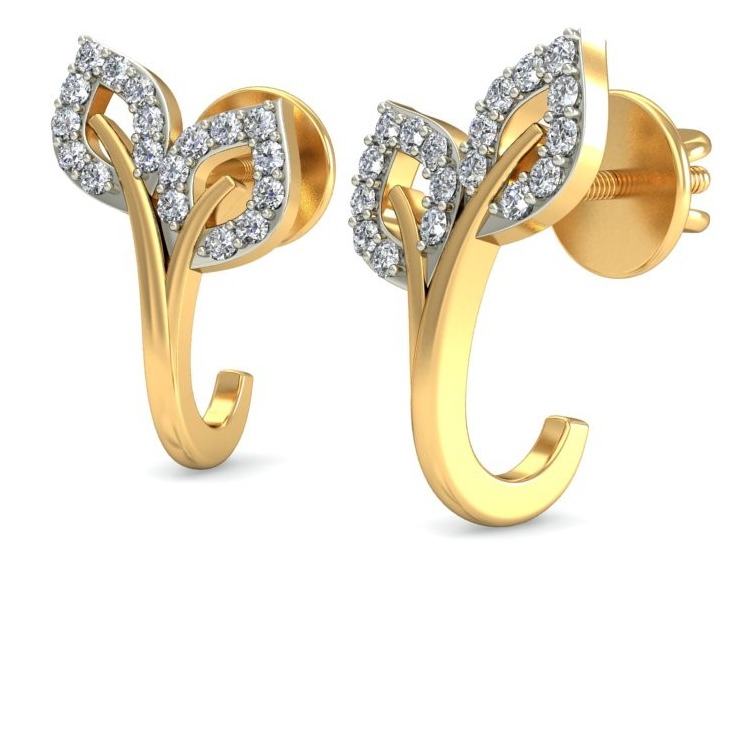 Gold attractive floral earring ber 046