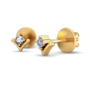 Gold fine design diamond earrings ber 019