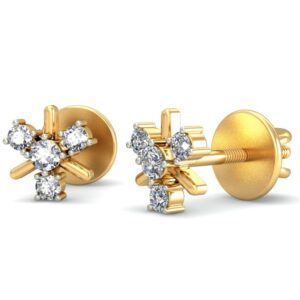 Gold delicate diamond earrings ber 018