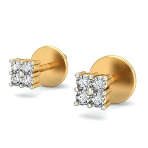 Gold simple diamond earrings ber 016