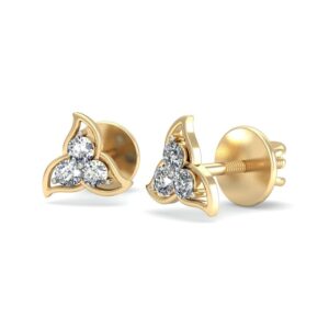 Gold floral diamond earrings ber 013
