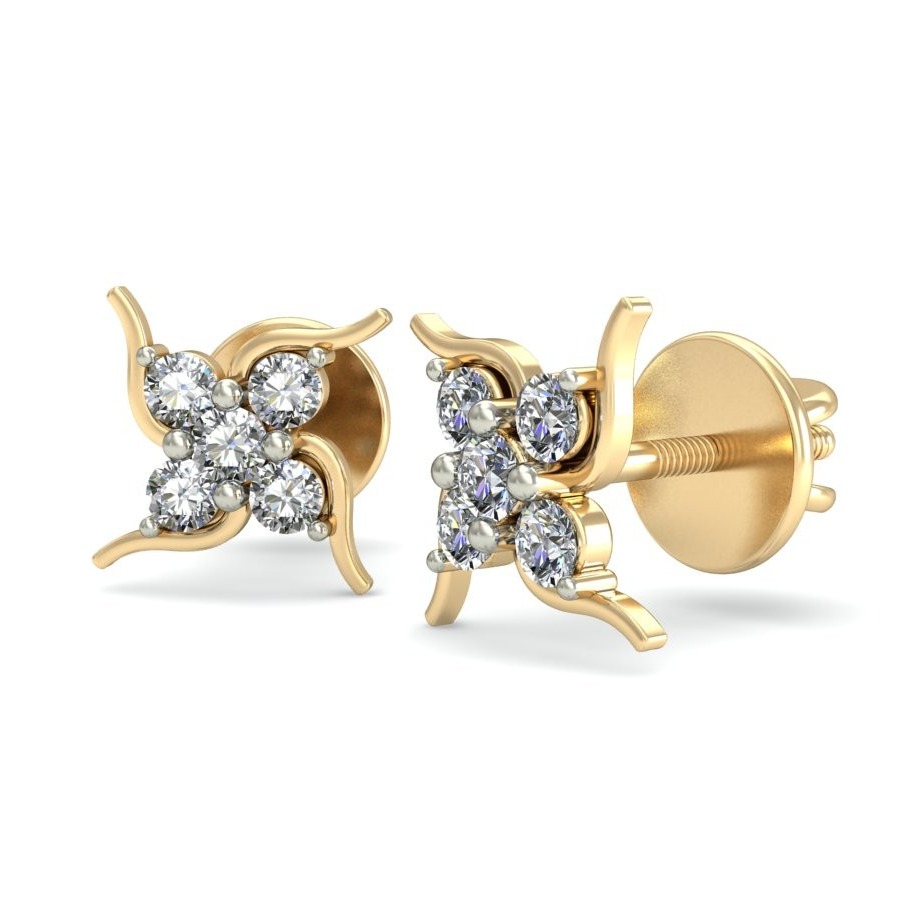 Gold sparkling diamond earrings ber 012 - Image 3