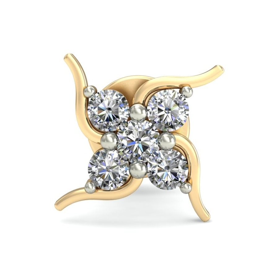 Gold sparkling diamond earrings ber 012 - Image 2