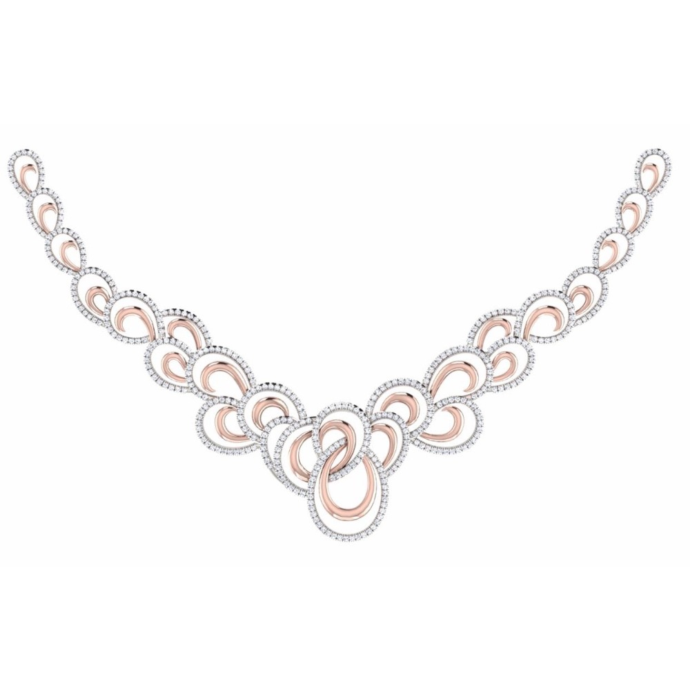 ELEGANT DIAMOND NECKLACE 14KT ROSE GOLD AND EF QUALITY DIAMONDS