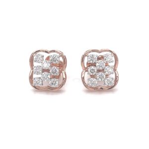14KT ROSE GOLD & DIAMOND STUDDED EARRINGS , VALENTINE DAY GIFT