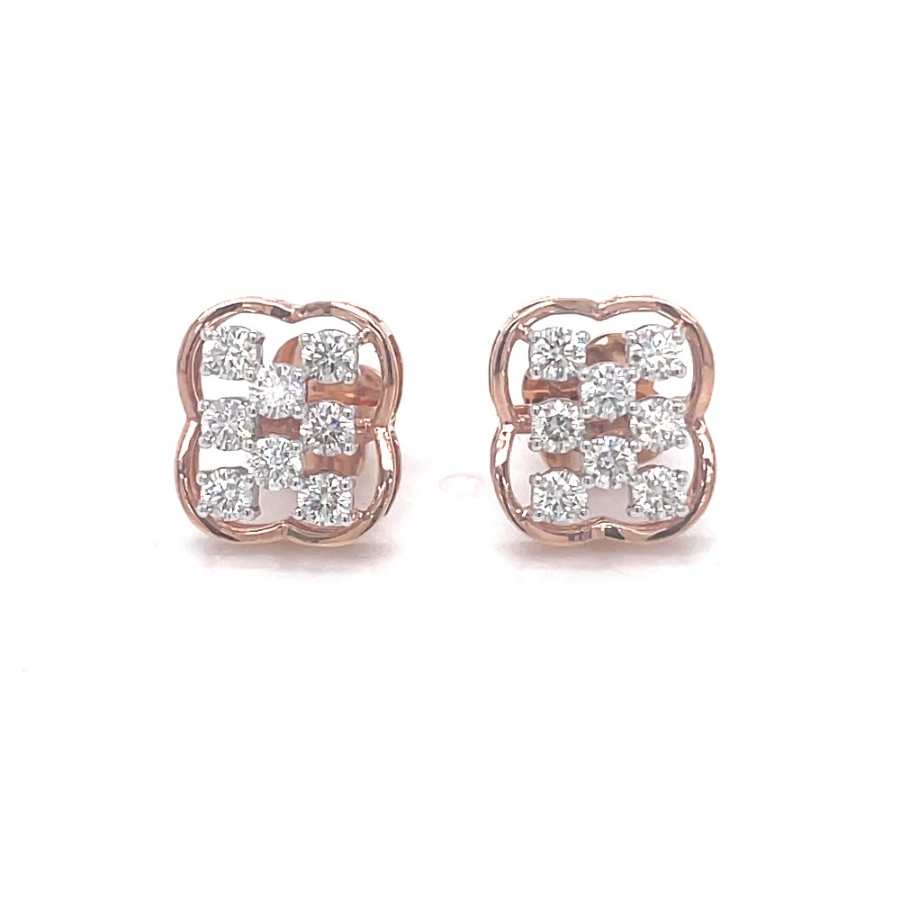14KT ROSE GOLD & DIAMOND STUDDED EARRINGS , VALENTINE DAY GIFT