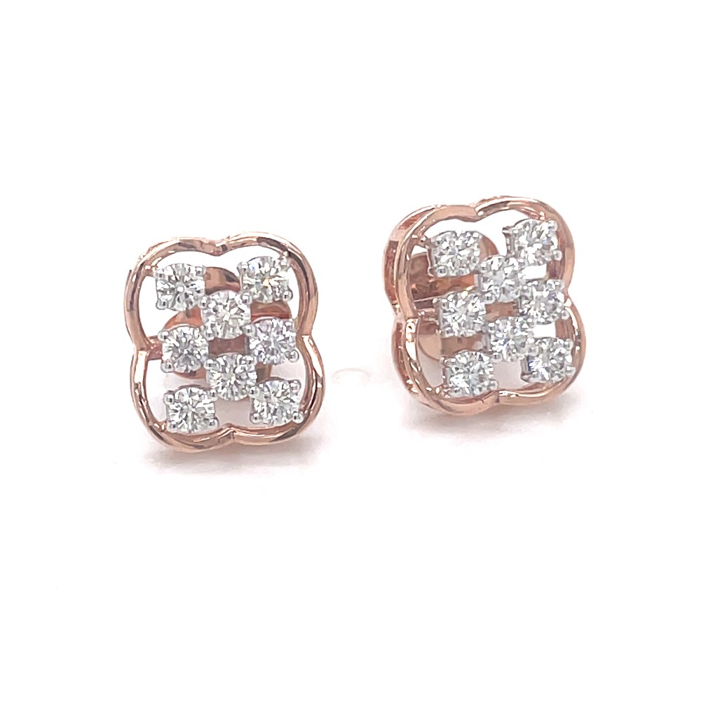 14KT ROSE GOLD & DIAMOND STUDDED EARRINGS , VALENTINE DAY GIFT