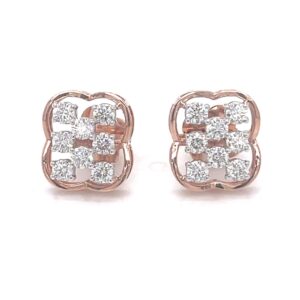 14KT ROSE GOLD & DIAMOND STUDDED EARRINGS , VALENTINE DAY GIFT
