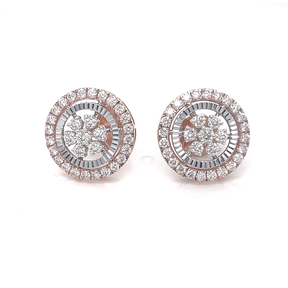 14kt rose gold & natural diamond studded ear studs .