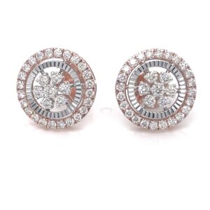 14kt rose gold & natural diamond studded ear studs .