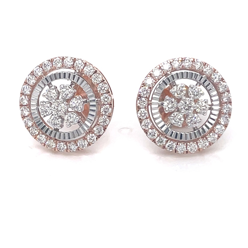 14kt rose gold & natural diamond studded ear studs .