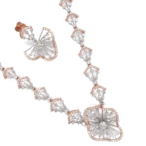 14Kt Rose Gold Natural Diamond Necklace earrings , ring & Bracelet .