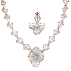 14Kt Rose Gold Natural Diamond Necklace earrings , ring & Bracelet .