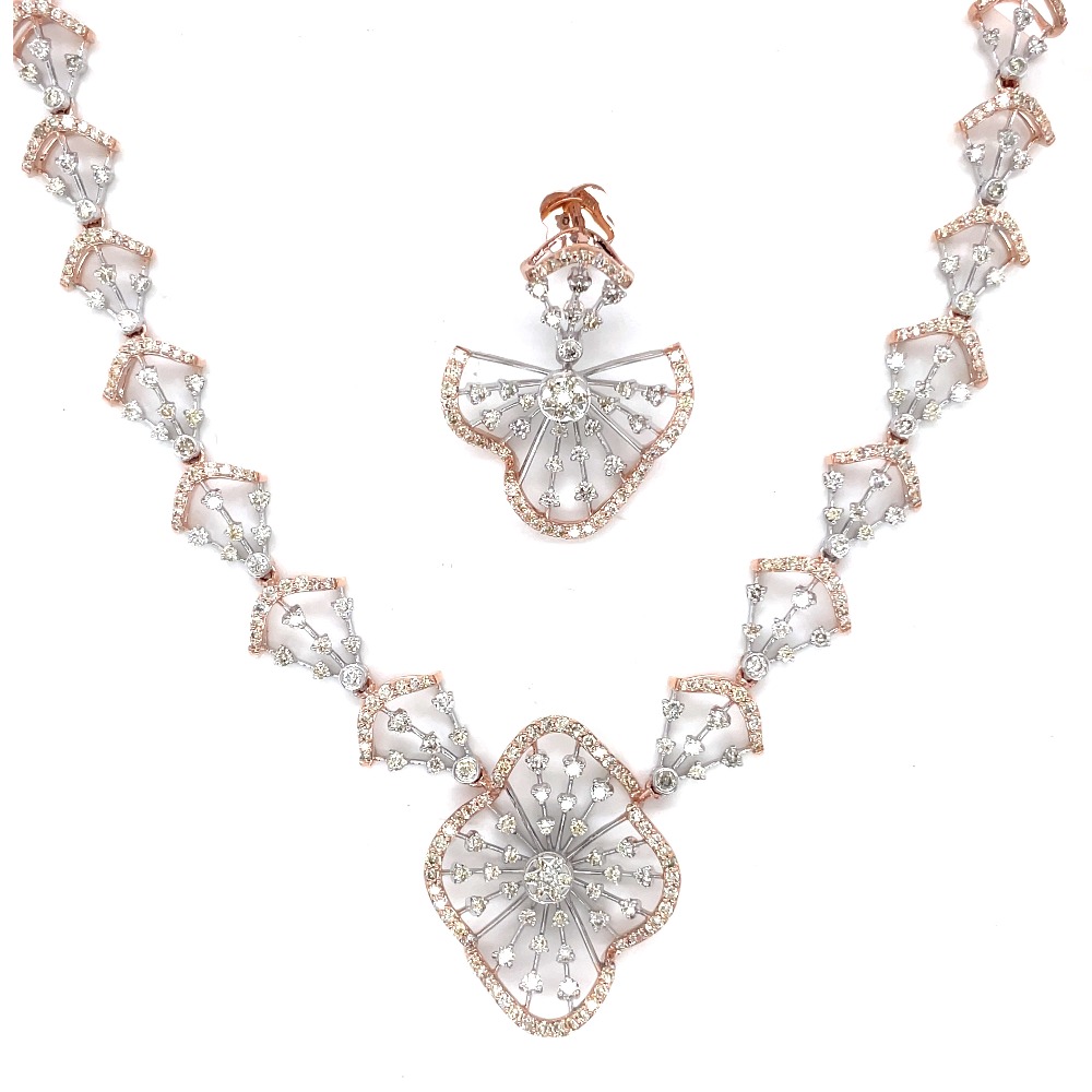 14Kt Rose Gold Natural Diamond Necklace earrings , ring & Bracelet .