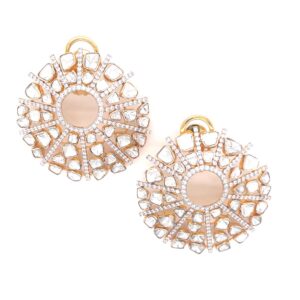 Uncut Moissanite Diamond Polki Earrings 14kt Solid Gold