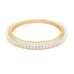 14k gold and natural diamond studded bangle