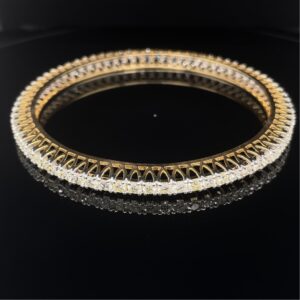 14k gold & natural diamond studded bangle
